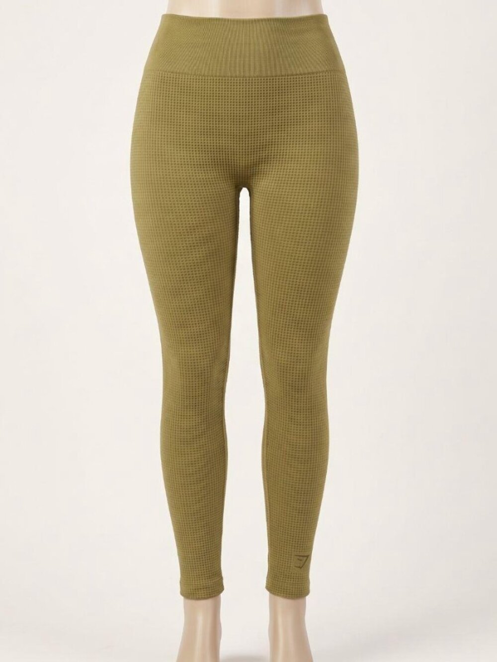 Gymshark Pause Seamless Waffle Knit Leggings Olive Griffin Green Size Small